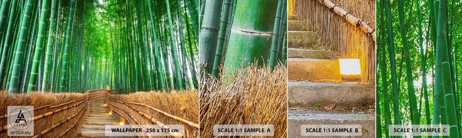 Photo Wallpaper Sample Premium Canvas - Essence of Asian Nature - Bamboo, Bamboo Forest, Nature - 100x30 cm