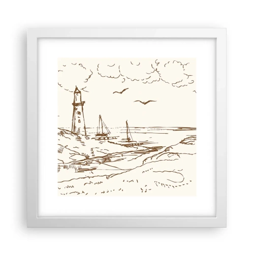 Poster in white frmae - Outline of a Summer Postcard - 30x30 cm
