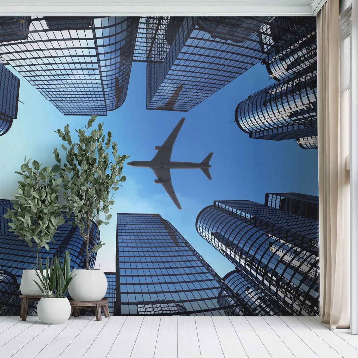 Self-Adhesive Photo Wallpaper Deluxe Sticker - View from a Glass Gorge - Architecture, Plane, City - 250x175 cm
