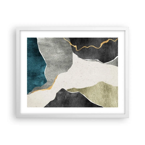 Poster in white frmae - Mosaic Composition with a Gold Thread - 50x40 cm