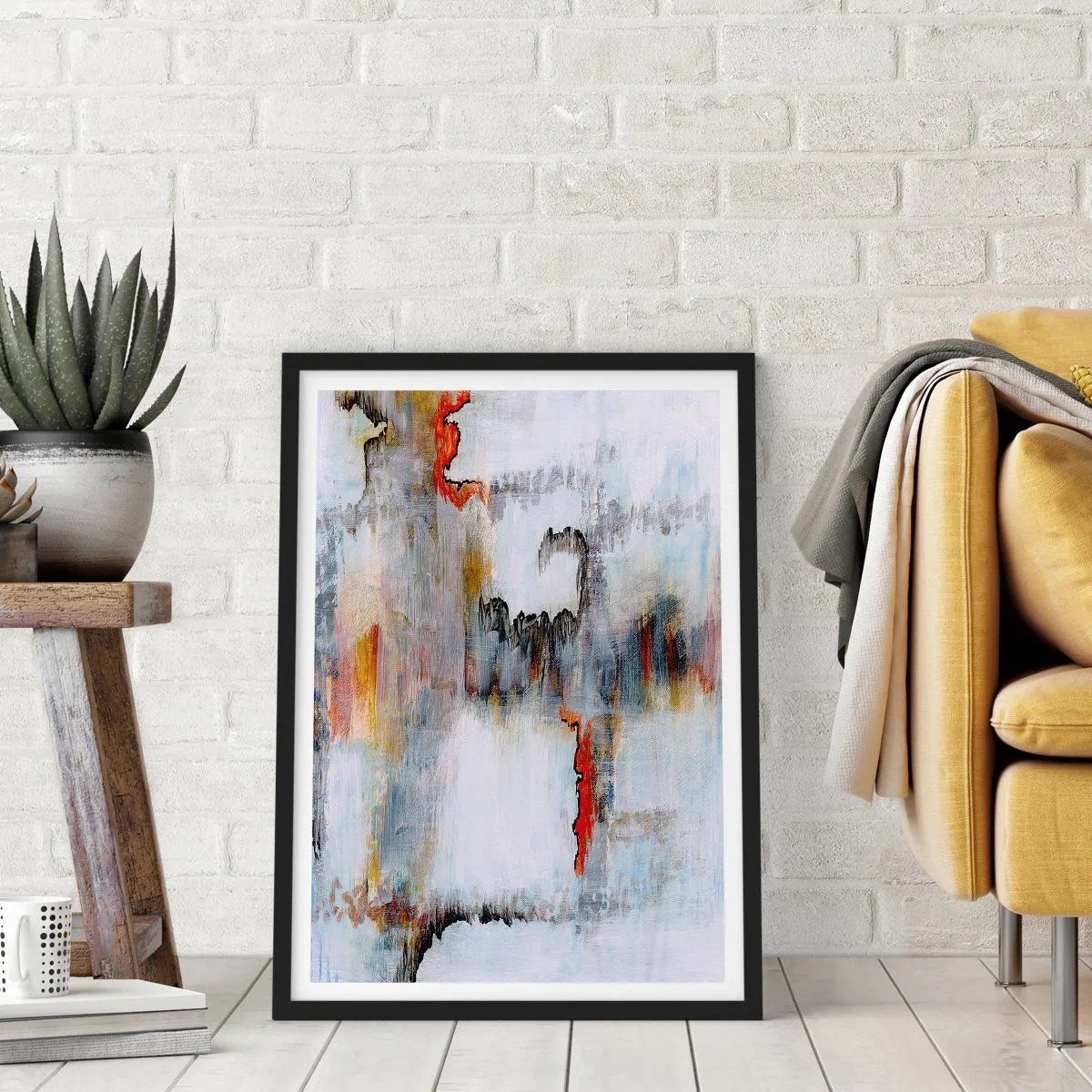 Poster in black frame - With a Stick on Water - 30x40 cm