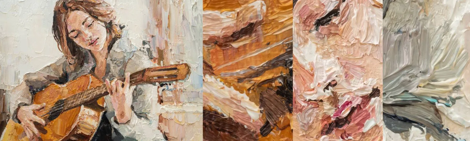 Photo Wallpaper Sample Standard Eco - Concert for Guitar and Girly Heart - Guitar, Music, Girl - 100x30 cm