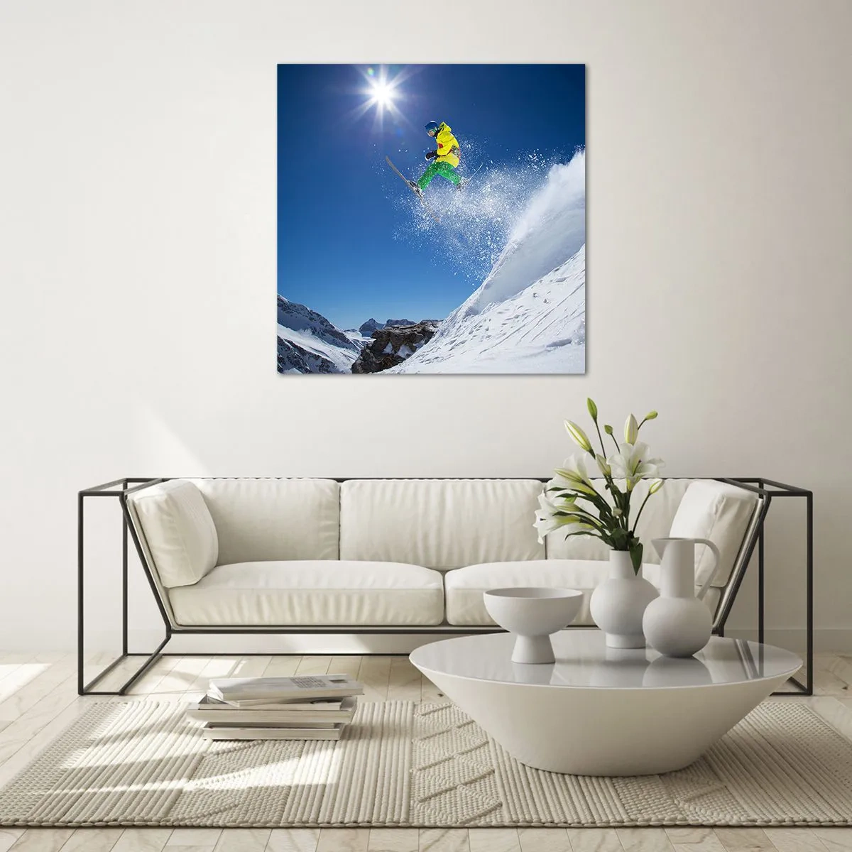 Glass picture - Dancing with the Mountains - 30x30 cm