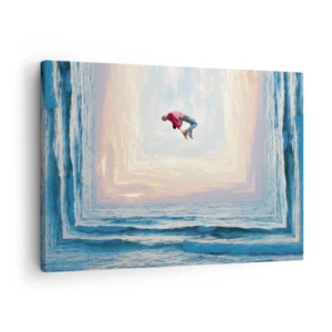 Canvas picture - Surreal jump over the sea in the frame - 70x50cm - To Another Dimension - Modern wall decoration for the living room and bedroom ARTTOR