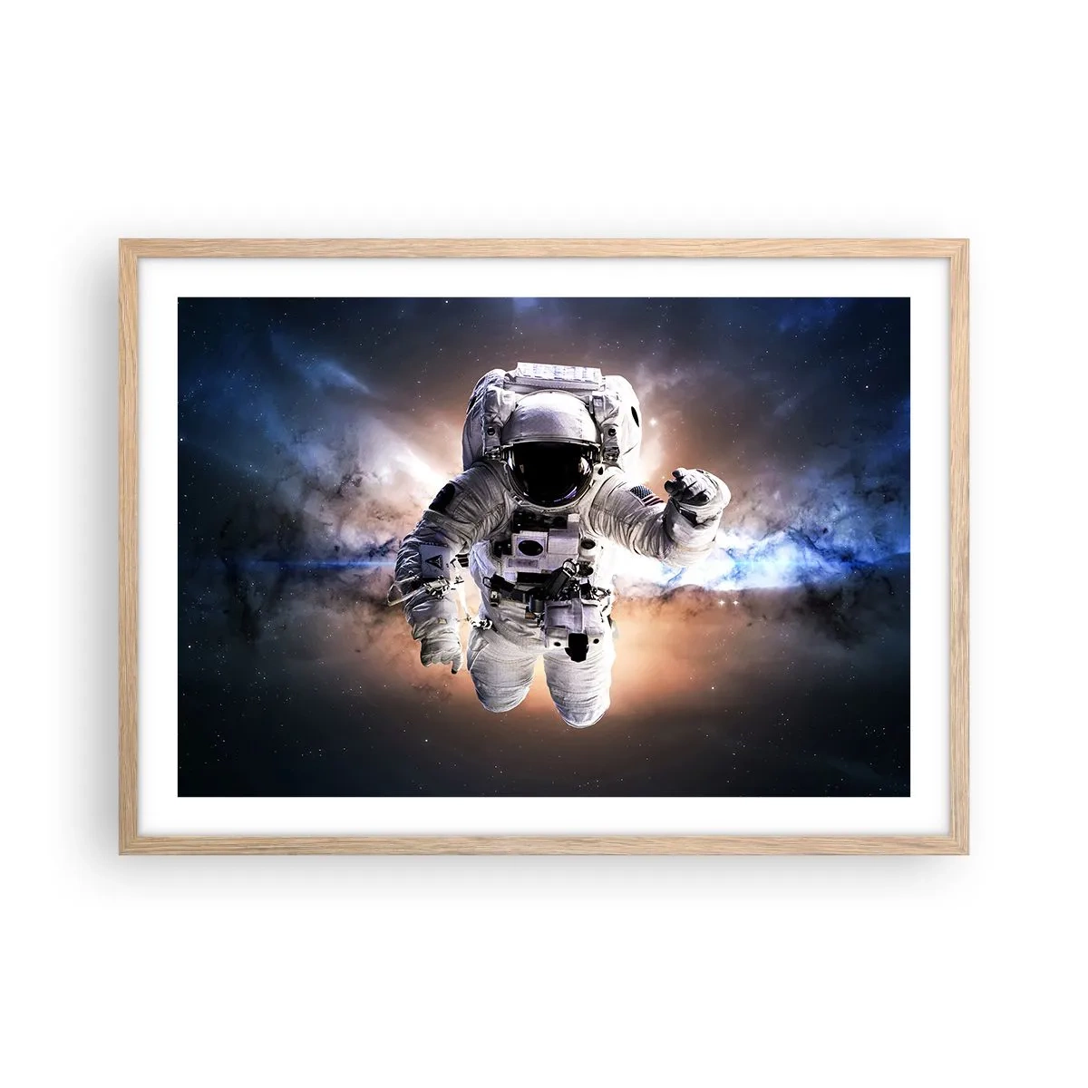 Poster in light oak frame - Greetings from Space - 70x50 cm