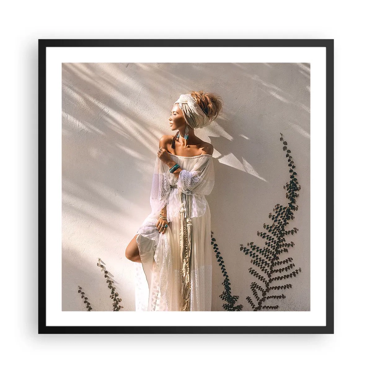 Poster in black frame - Sun and Girl - 60x60 cm