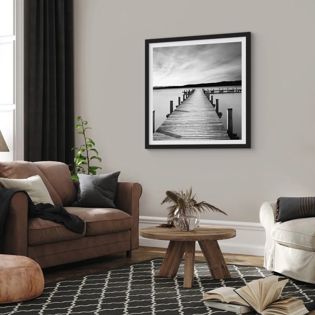 Poster in black frame - Lake of Peace - 40x40 cm