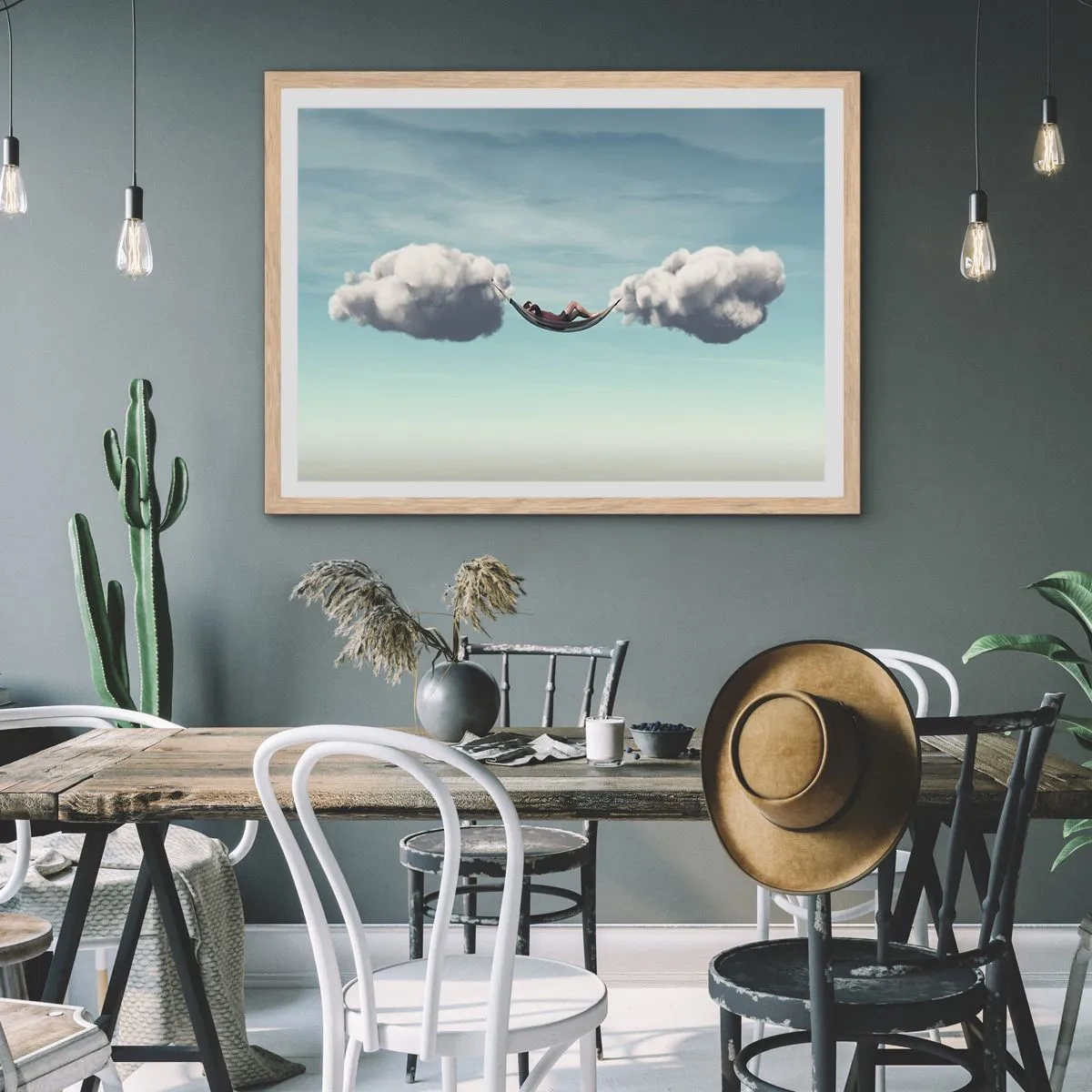 Poster in light oak frame - Blissful Moment - 100x70 cm