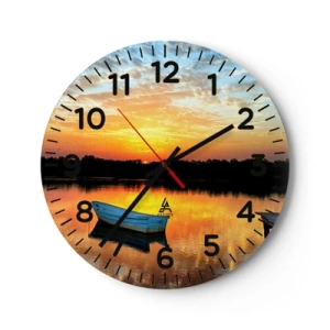 Wall clock - Clock on glass - Look, Listen, Meditate - 40x40 cm