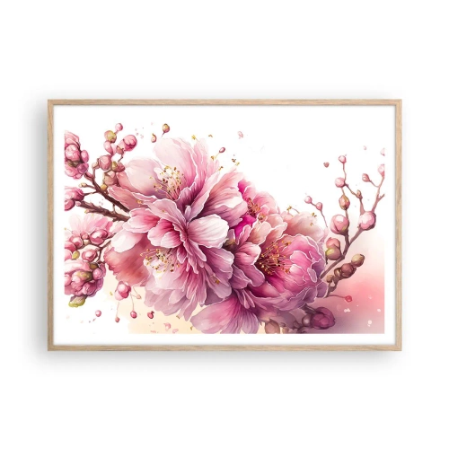 Poster in light oak frame - Land of Cherry Blossoms - 100x70 cm