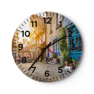 Wall clock - Clock on glass - White Spirit of a Town - 40x40 cm