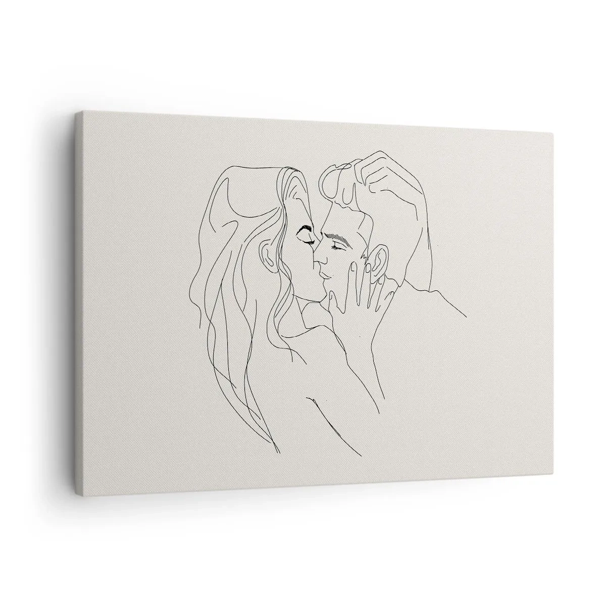 Canvas picture - A minimalist illustration of a couple in a loving embrace - 70x50cm - Tangled up by a Feeling - Modern wall decoration for the living room and bedroom ARTTOR