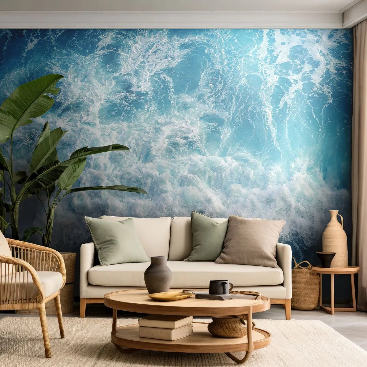 Photo Wallpaper Premium Sand - Jouful and Loud - Sea, Sea wave, Nature - 100x70 cm