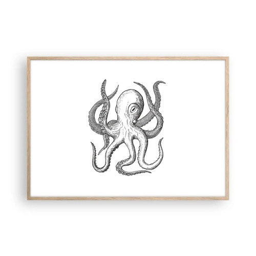 Poster in light oak frame - Dancing with the Waves - 100x70 cm