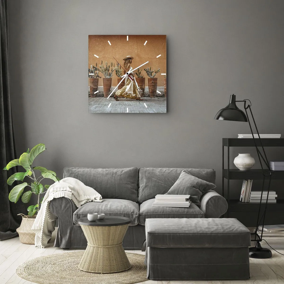 Wall clock - Clock on glass - Hippie Style - 40x40 cm