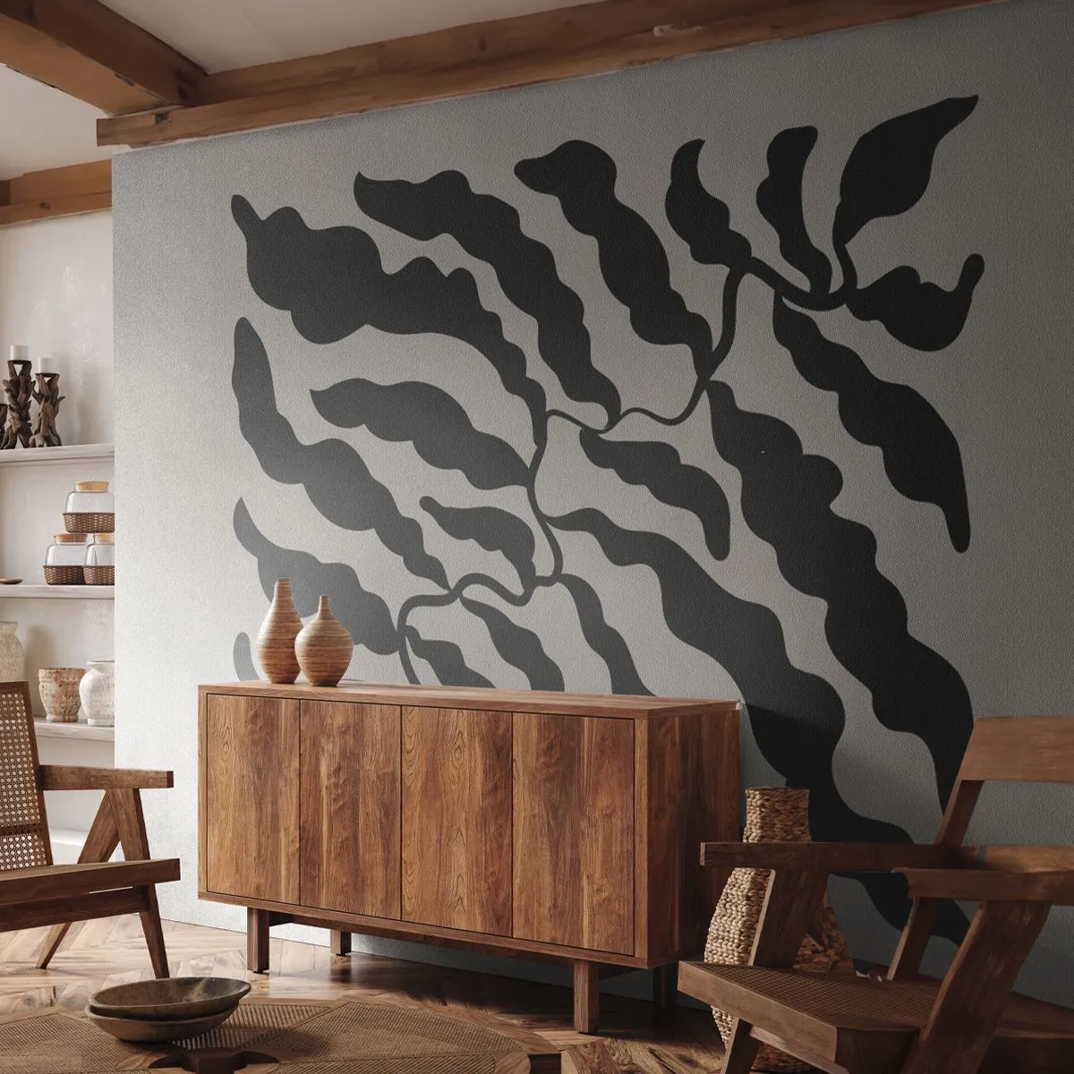 Self-Adhesive Photo Wallpaper Deluxe Sticker - Nature of a Square - Boho, Plants, Piece - 250x175 cm