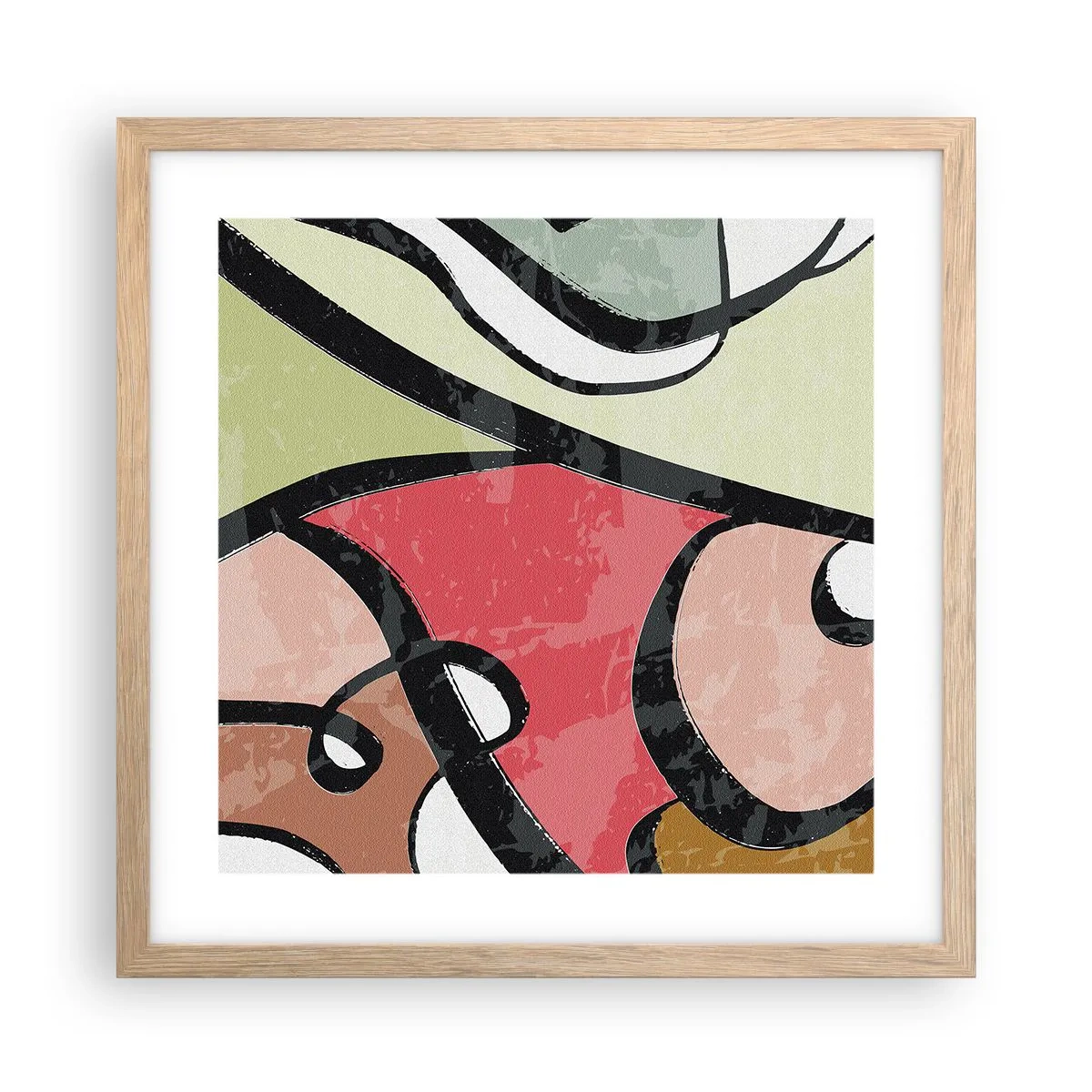 Poster in light oak frame - Pirouettes Among Colours - 40x40 cm