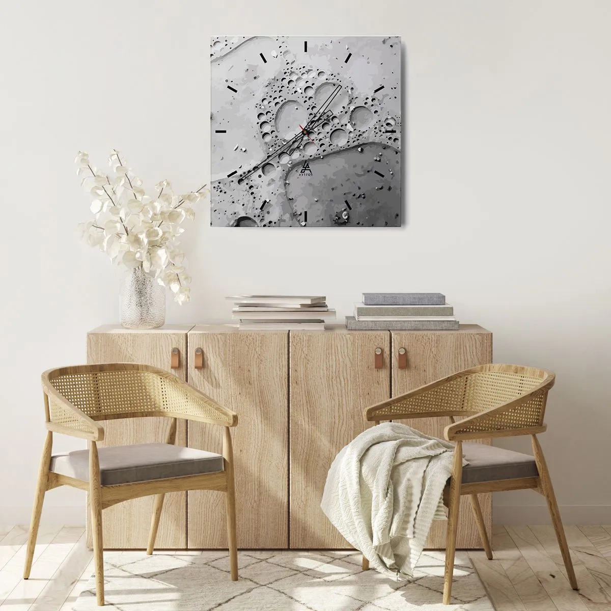 Wall clock - Clock on glass - Foamy Footprint - 40x40 cm