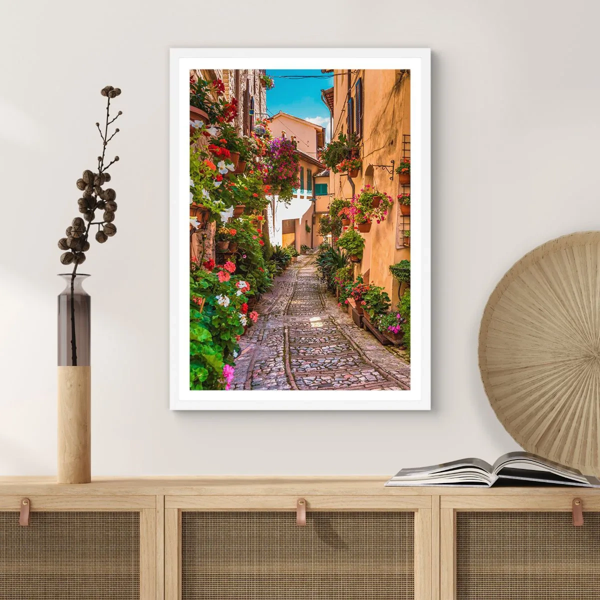 Poster in white frmae - Italian Back Street - 70x100 cm