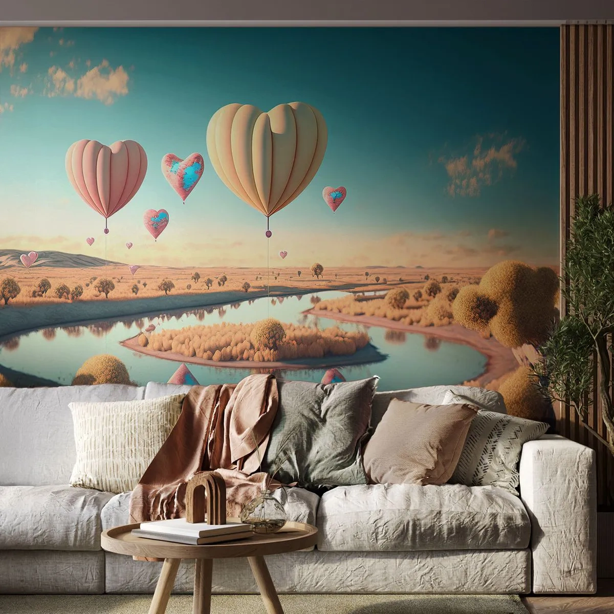 Photo Wallpaper Premium Sand - Love Lifts You up - Balloons, Pastel, Candy - 200x140 cm