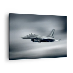 Canvas picture - A fighter jet in flight against a cloudy sky - 70x50cm - You want to Challenge It? - Modern wall decoration for the living room and bedroom ARTTOR
