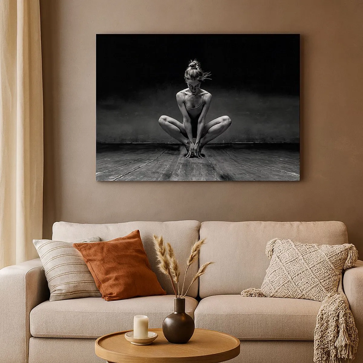 Canvas picture - A black and white portrait of a dancer in full concentration. - 70x50cm - Concentration of Dancing Energy - Modern wall decoration for the living room and bedroom ARTTOR