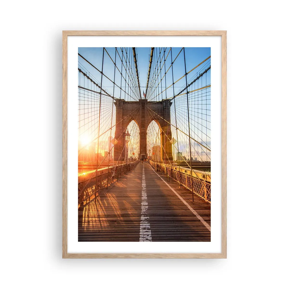 Poster in light oak frame - On a Golden Bridge - 50x70 cm
