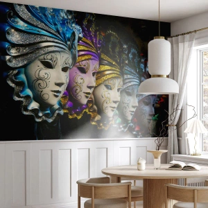 Self-Adhesive Photo Wallpaper Deluxe Sticker - Secret in Gold and Silver - Venetian mask, Venice, Carnival - 150x105 cm