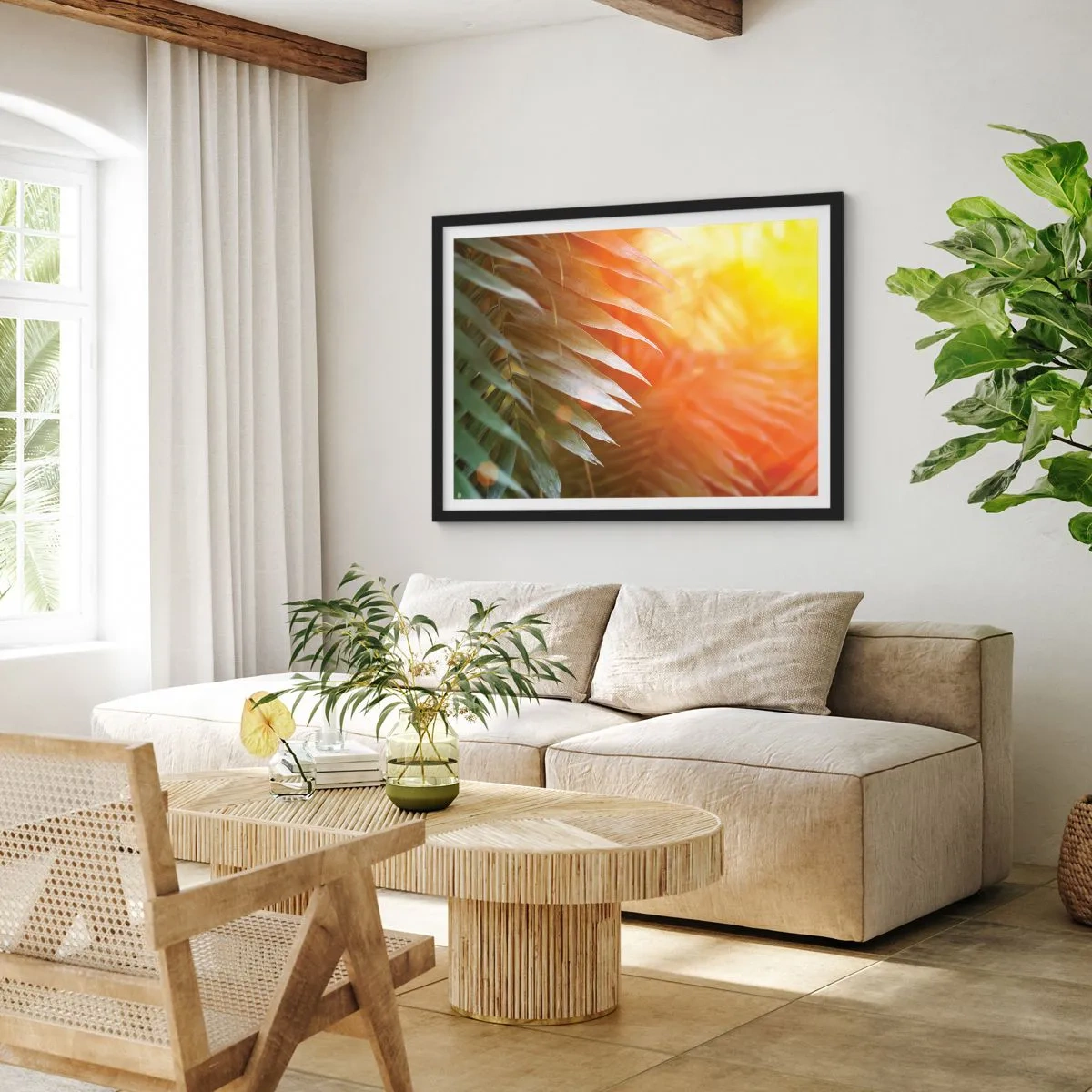 Poster in black frame - Morning in the Jungle - 70x50 cm