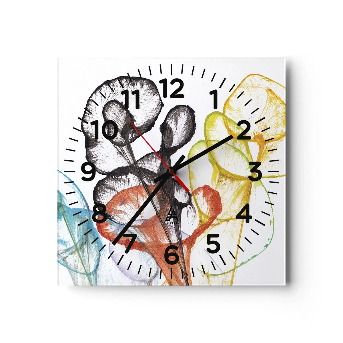 Wall clock - Clock on glass - Flowers with a Soul - 30x30 cm