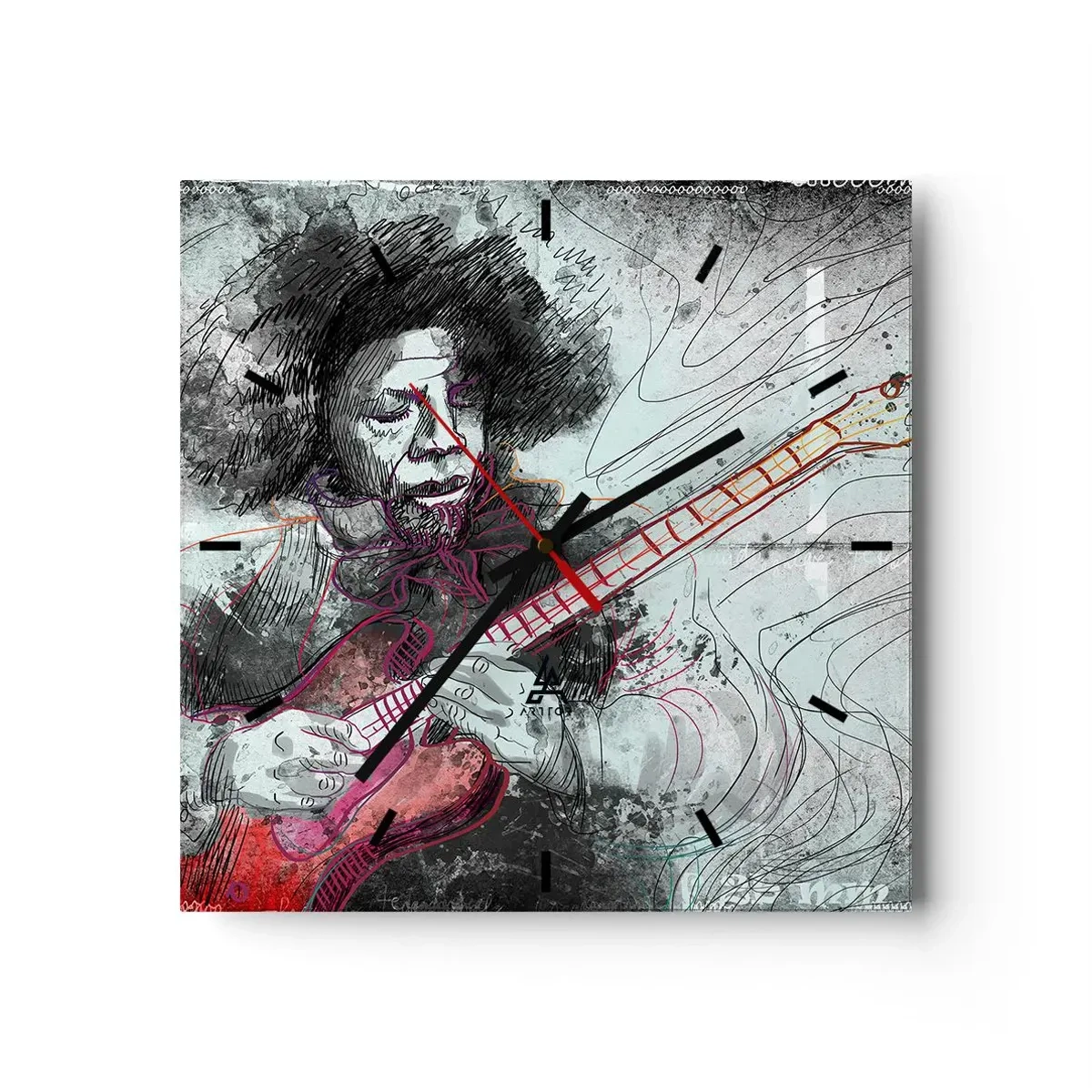 Wall clock - Clock on glass - On the Waves of Music - 30x30 cm