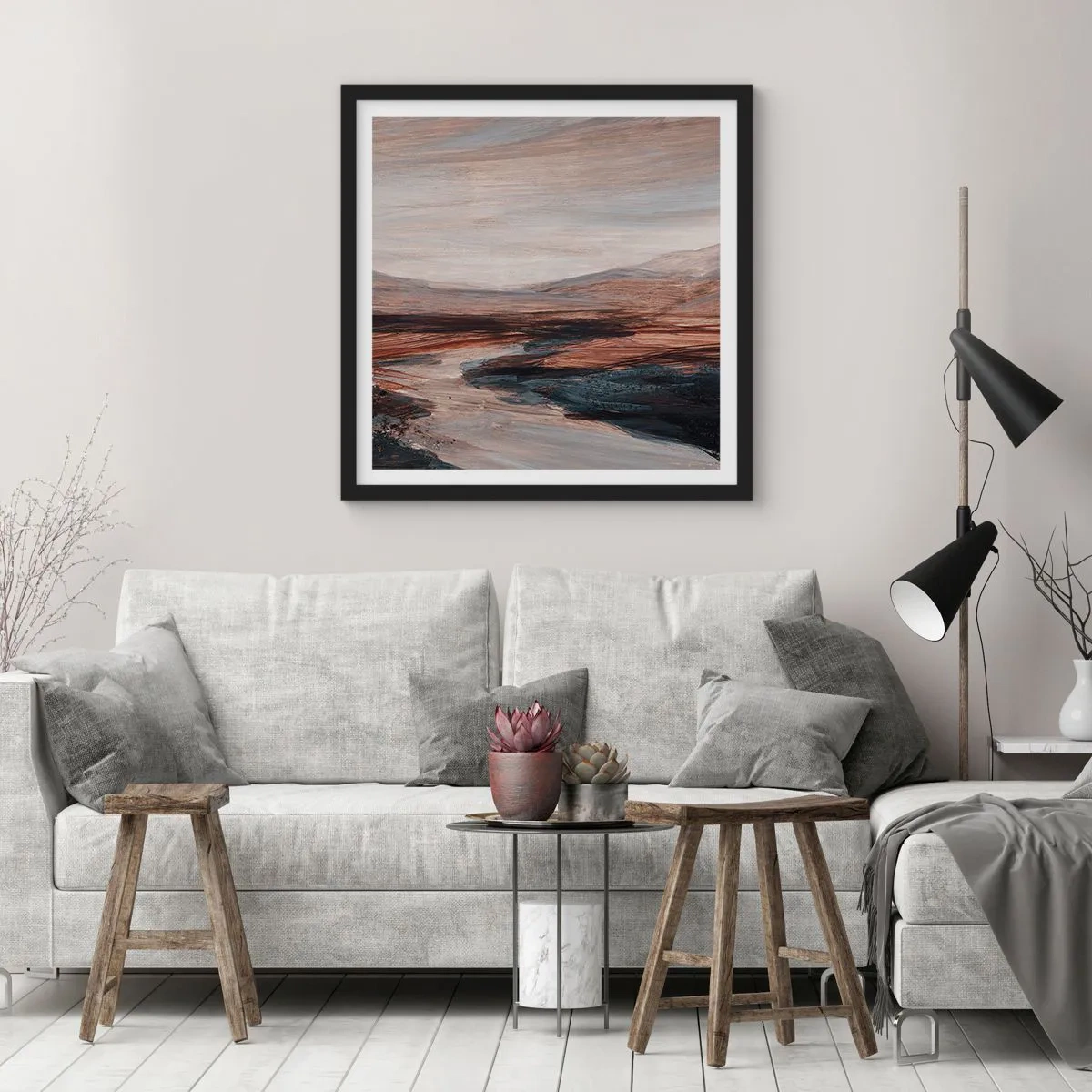 Poster in black frame - Quiet Valley - 60x60 cm