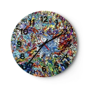 Wall clock - Clock on glass - Stained Glass with Drops - 40x40 cm