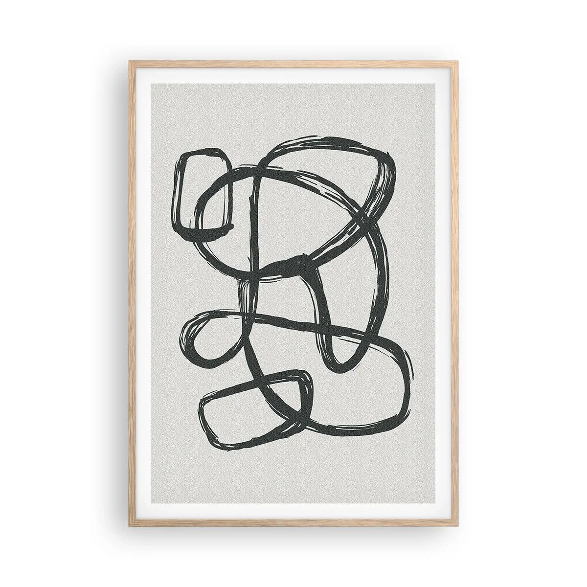 Poster in light oak frame - Abstract in Loops - 70x100 cm