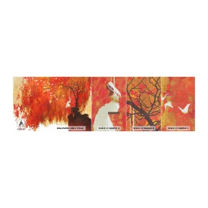 Photo Wallpaper Sample Premium Canvas - Will It Fly with Us? - Abstraction, Woman, Birds - 100x30 cm