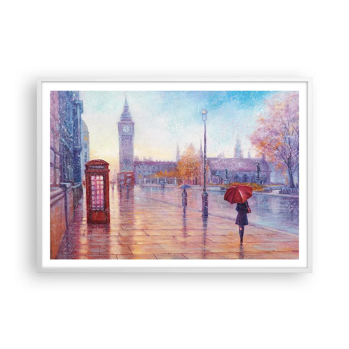 Poster in white frmae - London Autumn Day - 100x70 cm