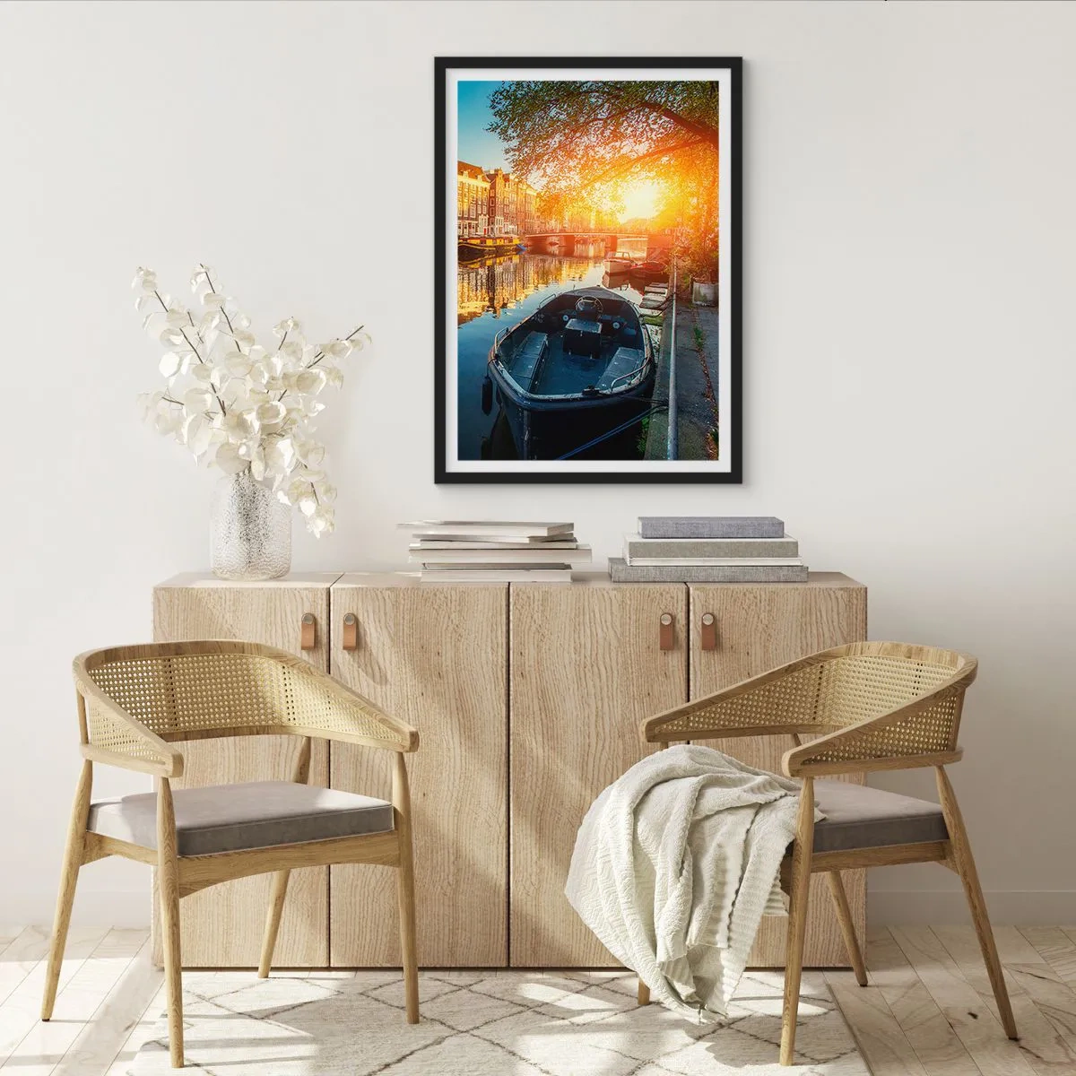 Poster in black frame - Morning in Amsterdam - 40x50 cm