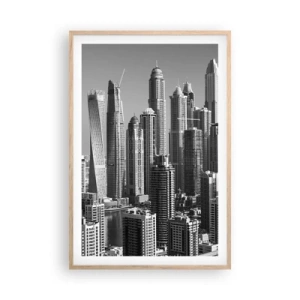 Poster in light oak frame - City over a Desert - 61x91 cm