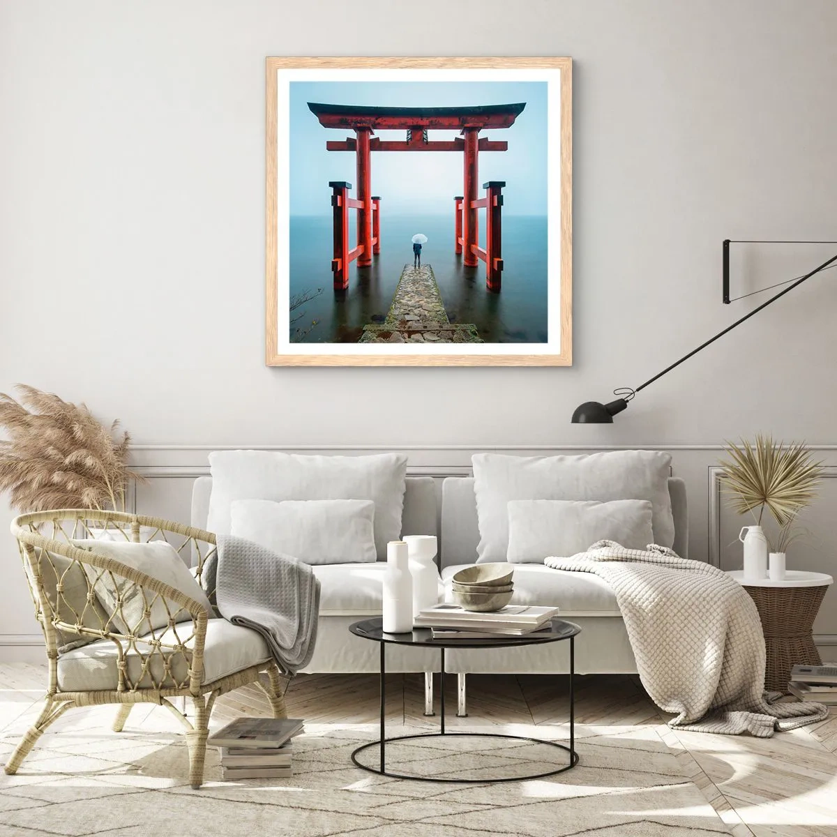 Poster in light oak frame - Japanese Musings - 30x30 cm