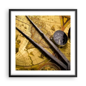 Poster in black frame - With a Compass through the Seas - 50x50 cm