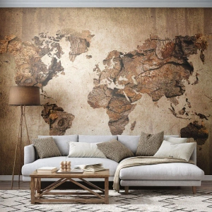 Photo Wallpaper Premium Canvas - Discovery of the World - World map, Continents, Travels - 150x105 cm