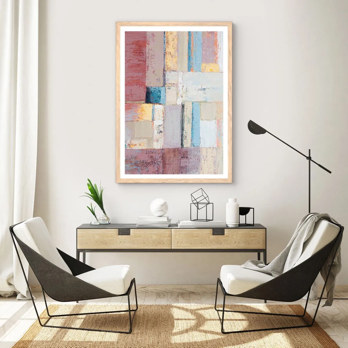 Poster in light oak frame - Calm of Geometry - 30x40 cm
