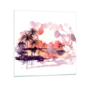Glass picture - Peace of Tropics in Red - 50x50 cm