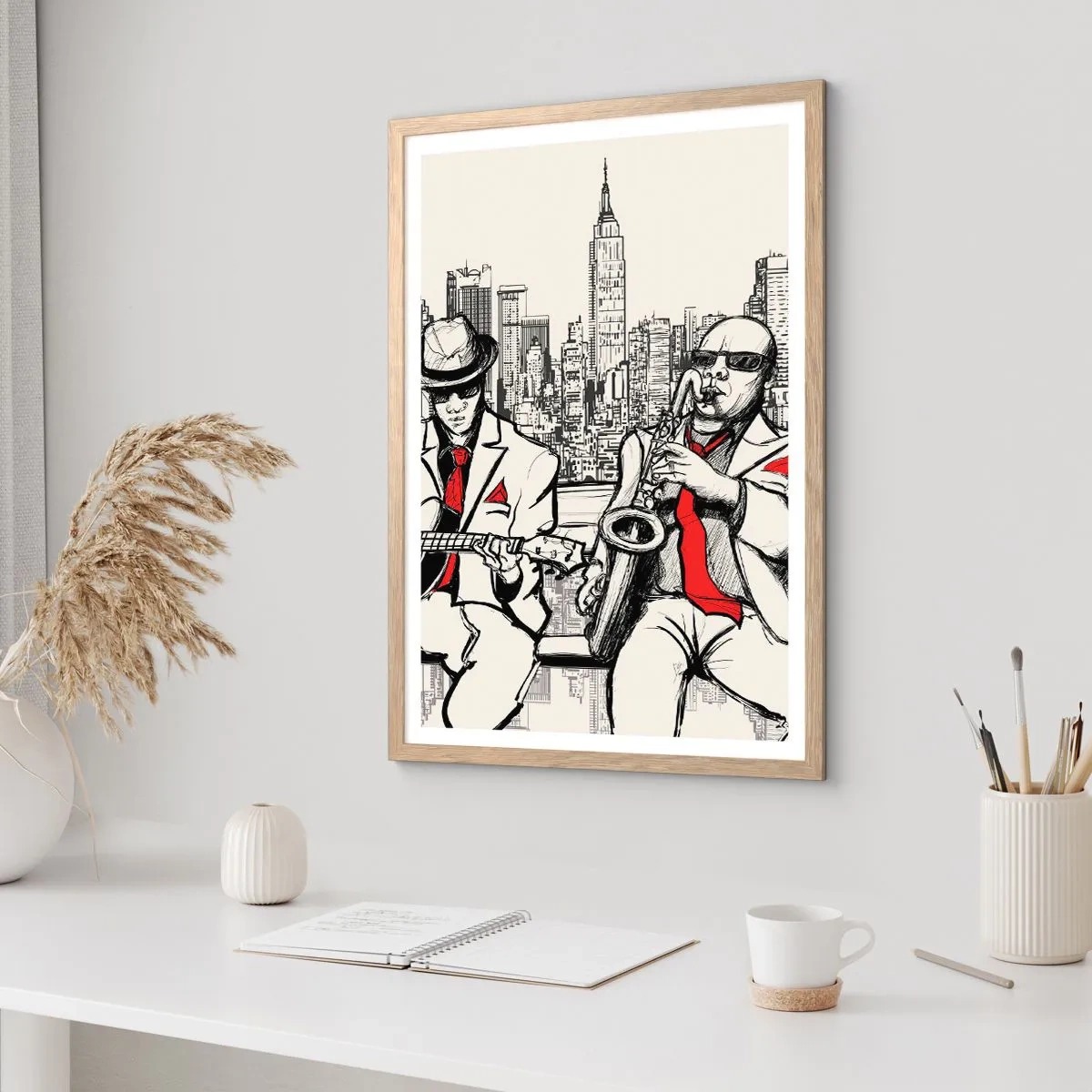 Poster in light oak frame - New York Improvisation - 61x91 cm