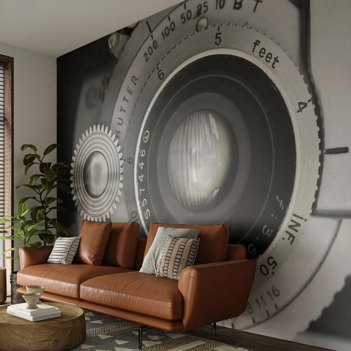 Photo Wallpaper Standard Eco - Tale about Hollywood - Camera, Black and white, Vintage - 450x315 cm