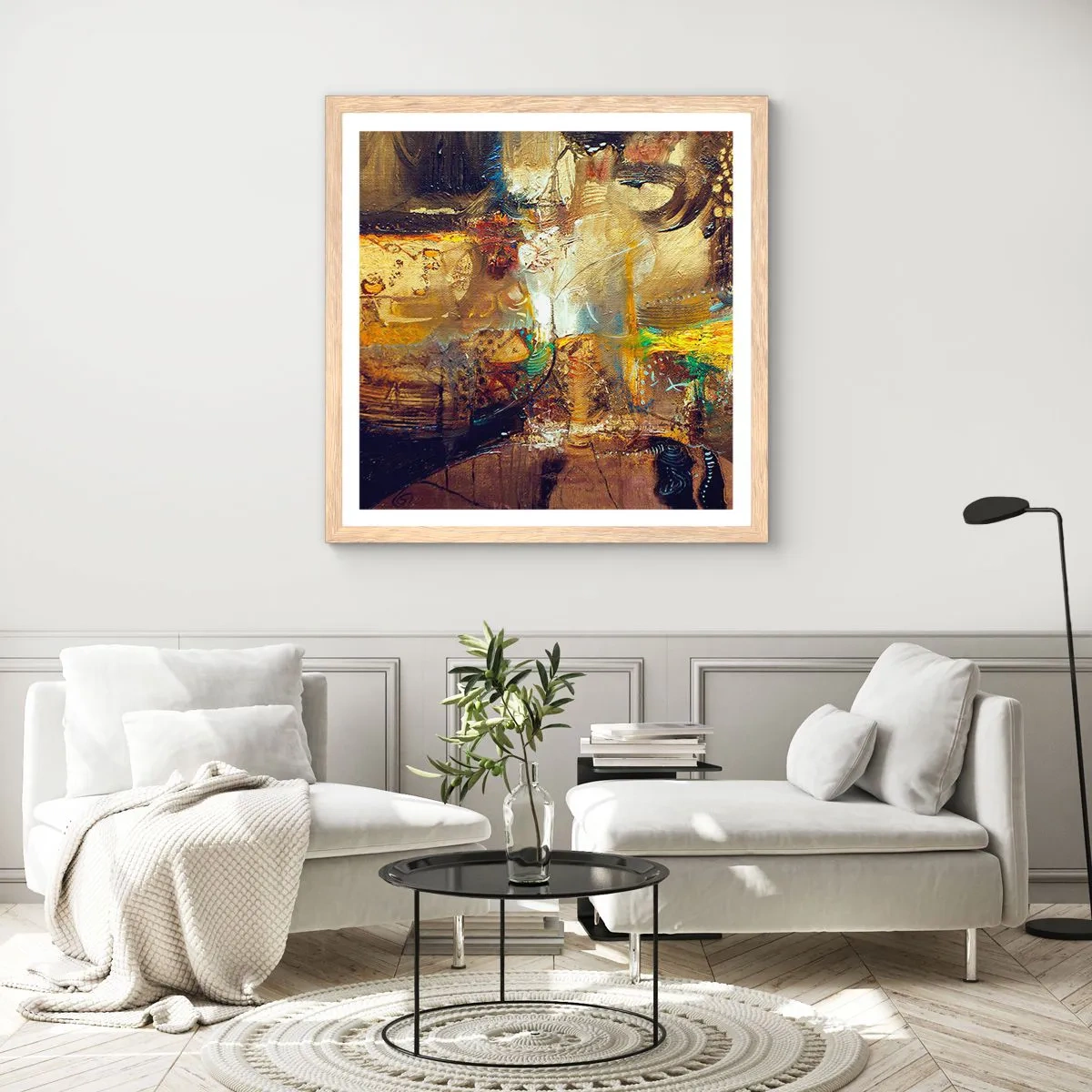 Poster in light oak frame - Cold, Warm, Hot - 40x40 cm