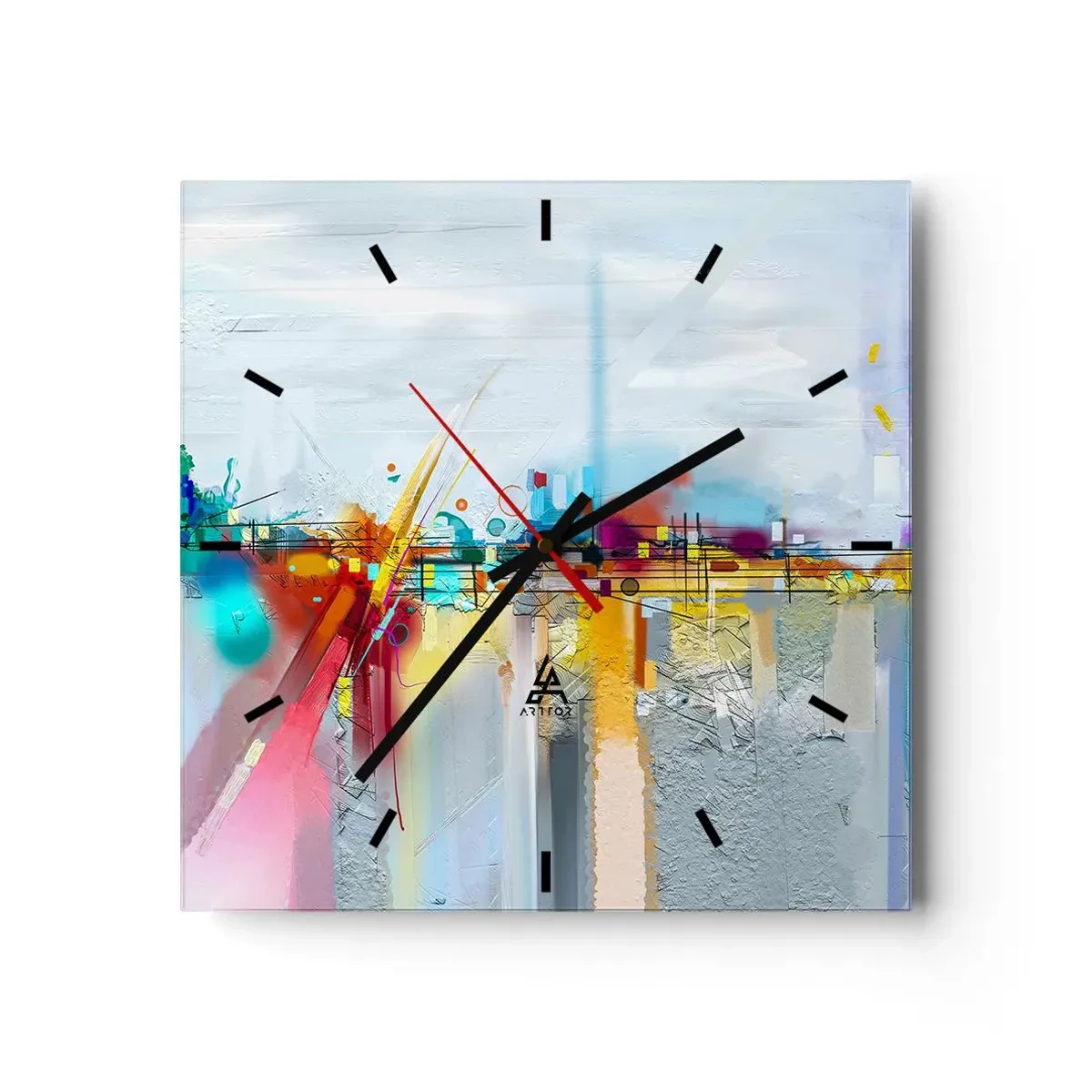 Wall clock - Clock on glass - Bridge of Joy over the River of Life - 40x40 cm