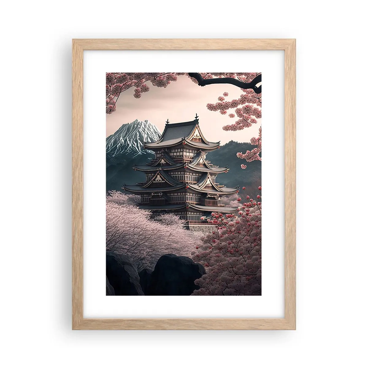 Poster in light oak frame - Land of Cherry Blossoms - 30x40 cm