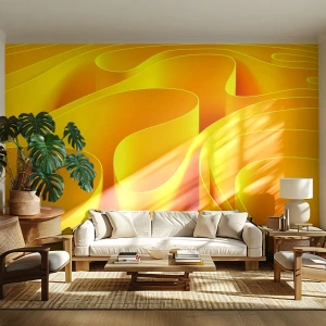 Photo Wallpaper Premium Sand - Like Waves of the Sun - 3D, Modern, Lines - 400x280 cm