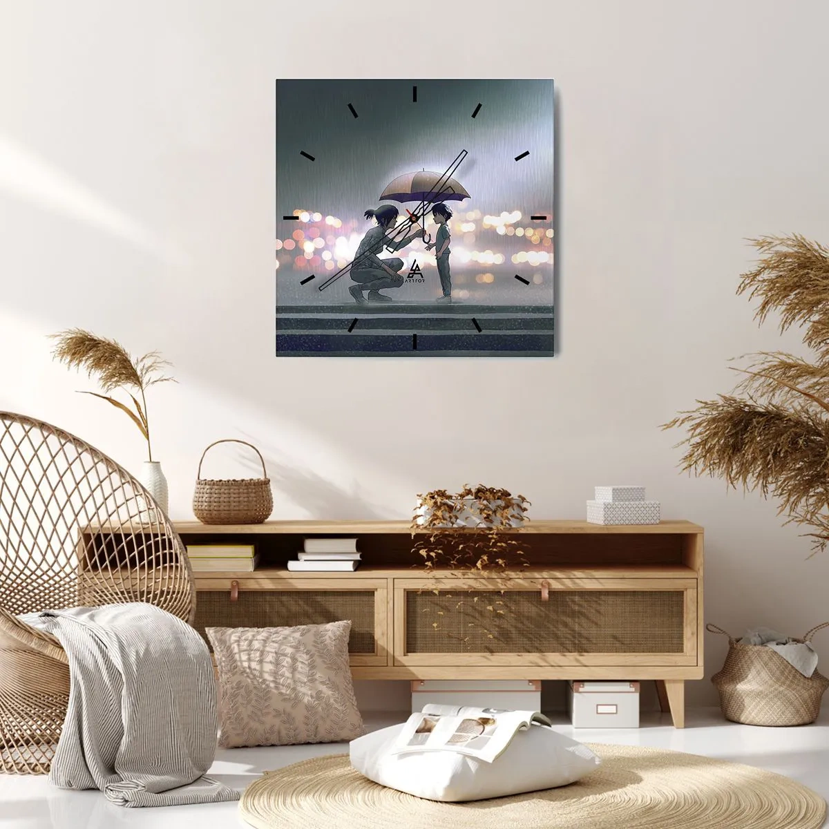 Wall clock - Clock on glass - And Everything Is All Right - 30x30 cm